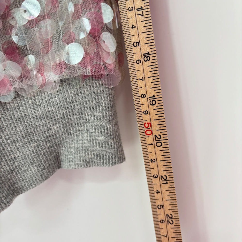 NWT‎ Maeve Sequin Sweatshirt Sz XL Gray Pink Crew Neck Fun Maximalist *Flaw - Picture 15 of 15